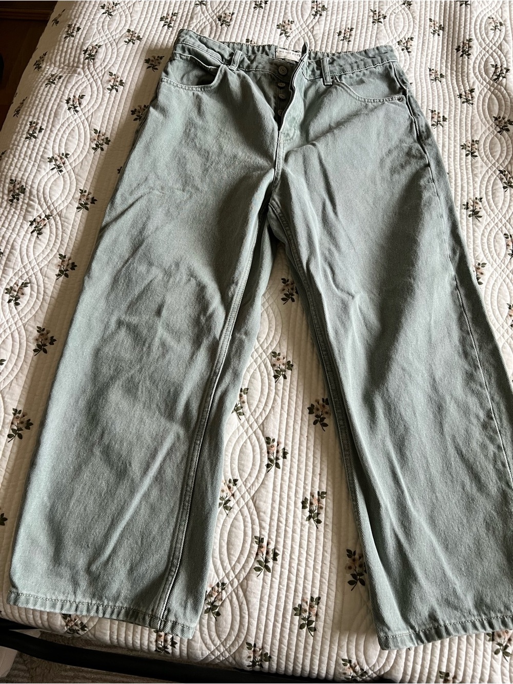 Women’s free people straight leg jeans in Light Sage Green